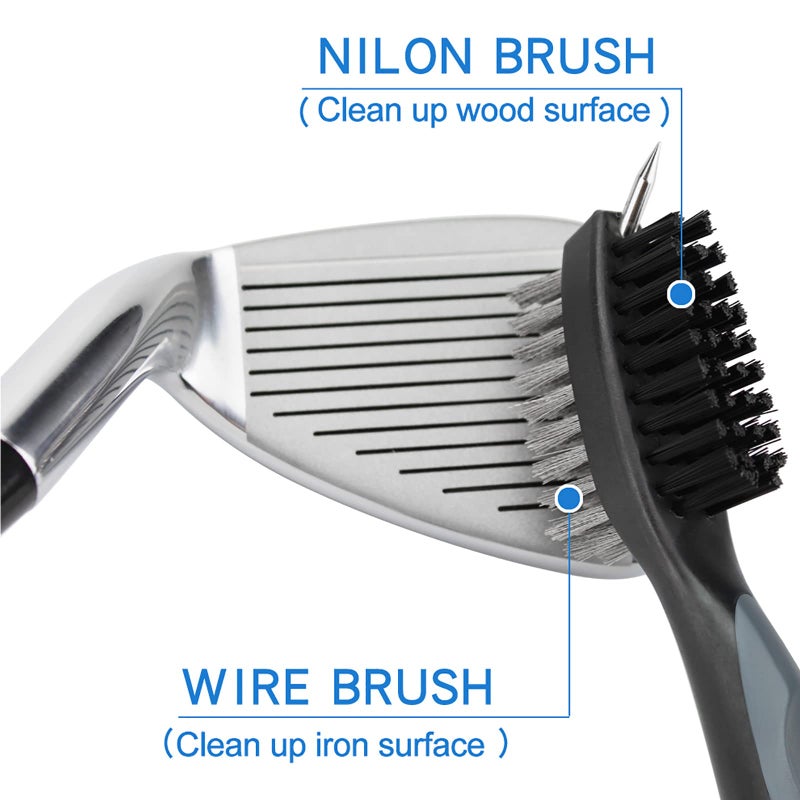 VIPMOON Golf Club Cleaner Kit, 2 Pcs Groove Sharpener Tool and 1 Pcs Club Cleaner Brush Retractable, Groove Sharpener Re-Grooving Tool for Golf Accessories for Men (Silver) - Image 5